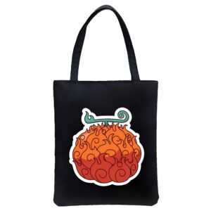 Tote bag motif flamme One Piece sur coton 40x35 cm