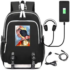 Sac à dos noir One Piece avec design épique Luffy fusion anime