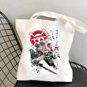 Tote bag One Piece Zoro bretteur en pose engagee sabre en main coton