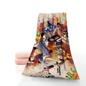 Serviette de plage Luffy Chapeau de Paille et son équipage Mugiwara, One Piece couleurs vives 140x70cm