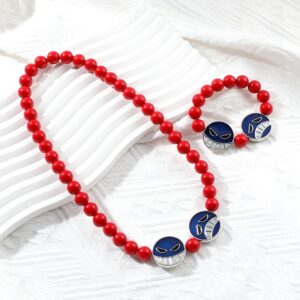 Set collier bracelet Portgas D Ace perles rouges One Piece
