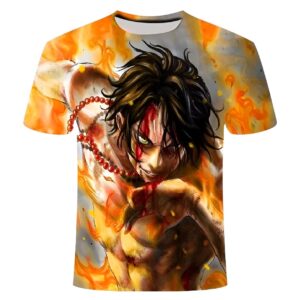 T-shirt Ace commandant Barbe Blanche, impression digitale 3D Canvas, hommage One Piece