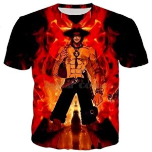 T-shirt One Piece Ace impression 3D design détaillé coton polyester