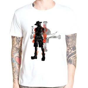 T-shirt Ace avec poings enflammés One Piece design Canvas