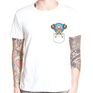 T-Shirt Tony Tony Chopper motif poche One Piece, médecin équipage Chapeau Paille