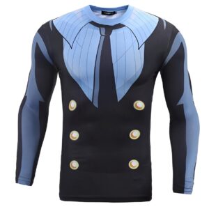 T-shirt de compression noir et rouge style Sanji manches longues polyester-spandex