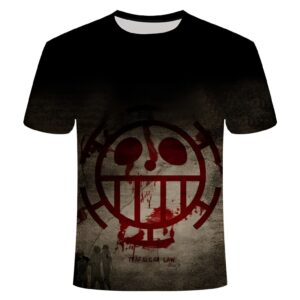 T-shirt Trafalgar Law Dark Manga avec impression digitale 3D, style Heart Pirates One Piece