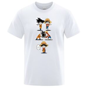 T-shirt fusion fan art Luffy et Goku coton One Piece