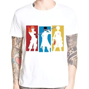 T-shirt frères Luffy Ace Sabo One Piece avec impression digitale 3D