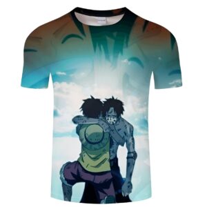 T-shirt One Piece Luffy et Ace motif fraternité avec illustration manga expressive