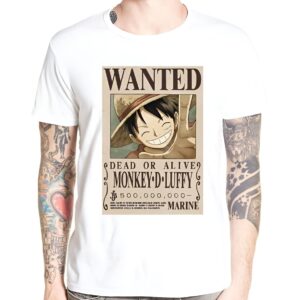 T-shirt One Piece design Wanted Luffy impression digitale 3D