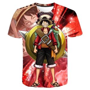 T-shirt One Piece Luffy au Colisée impression digitale 3D haute définition coton polyester