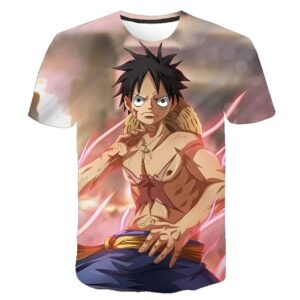 T-shirt Luffy Combat impression vivante couleurs éclatantes