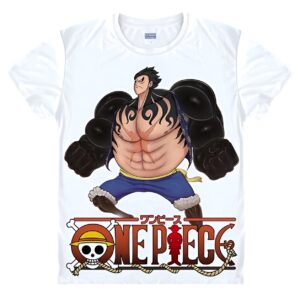 T-shirt représentant Luffy en transformation Gear 4, inspiré du manga One Piece