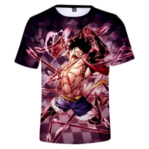 T-shirt Luffy Gear Fourth Snake Man One Piece, impression haute définition sur coton et polyester