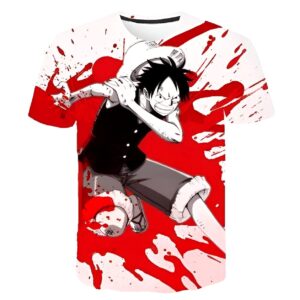 T-shirt Collection Luffy Gomu Gomu impression 3D One Piece, motif digital haute définition