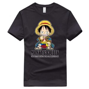 T-shirt Luffy Kawaii coton doux avec motif character One Piece pour fan