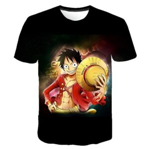 T-shirt Luffy Volonté du D One Piece, coton-polyester, design fidèle du personnage