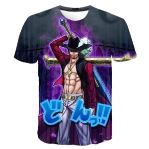 T-shirt Mihawk épéiste, design digitale, coton polyester, One Piece