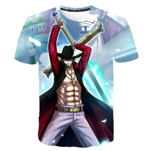 T-shirt Mihawk impression 3D, épéiste One Piece, coton polyester, design digitale