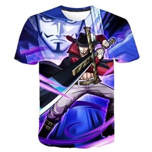 T-shirt Mihawk le Shishibukai avec impression digitale 3D One Piece