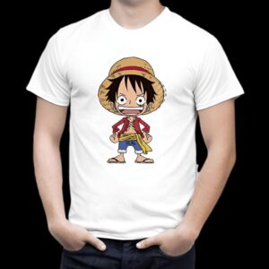 T-shirt Mini Luffy Kawaii, style chibi adorable One Piece, design fidèle