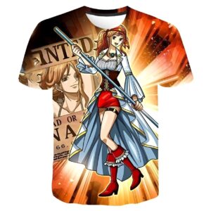 T-shirt gris design 3D Nami Maîtresse Météo One Piece