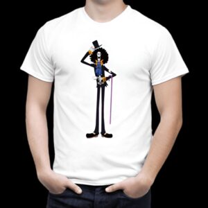 T-shirt Brook squelette musicien One Piece coton biologique flocage