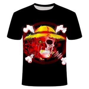 T-shirt Crâne Chapeau de Paille équipage Mugiwara One Piece, impression canvas digitale