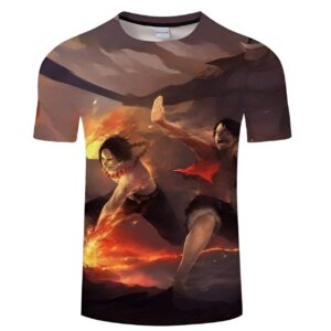 T-shirt fan art Ace Luffy Barbe Blanche impression digitale 3D