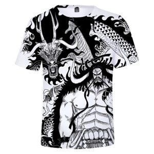 T-shirt One Piece Kaido empereur dragon monochrome noir