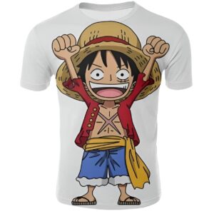 T-Shirt Luffy impression 3D design détaillé Roi Pirates coton polyester