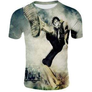 T-shirt One Piece avec illustration dynamique de Monkey D Luffy et Garp