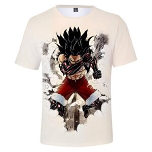 T-shirt Luffy Gear 4 Snake Man One Piece, impression 3D, coton-polyester qualité