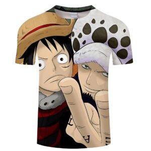 T-shirt Luffy Trafalgar Law alliance One Piece polyester lycra design