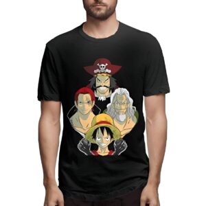 T-shirt One Piece avec Luffy, Gol D Roger, Shanks et Rayleigh en impression digitale sur coton polyester
