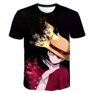 T-shirt avec portrait Luffy style peinture de One Piece