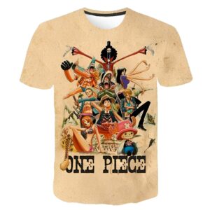T-shirt Mugiwara rétro vintage style manga équipage complet