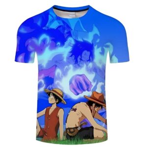 T-shirt avec scène Ace, impression digitale 3D One Piece