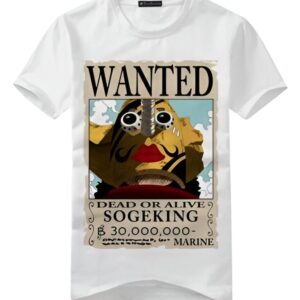 T-shirt Sogeking Usopp avec avis de recherche Wanted, coton biologique, design One Piece