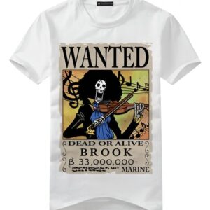 T-shirt WANTED Brook en coton biologique, musicien de l'équipage Mugiwara One Piece