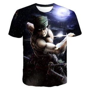 T-shirt One Piece Zoro design fan art impression digitale 3D