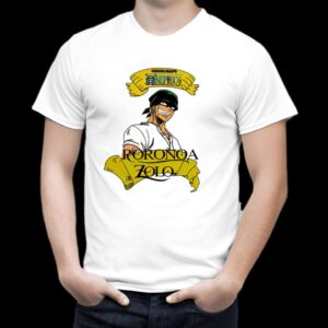 T-shirt Roronoa Zoro sabreur, design One Piece équipage Mugiwara