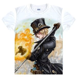 T-shirt One Piece avec illustration style manga de Sabo, héros travaillé