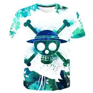 T-shirt Mugiwara design Jolly Roger Pirates Chapeau Paille impression canvas