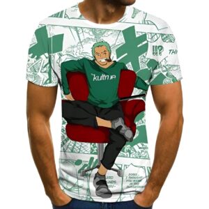 T-shirt Zoro design fan art impression coton polyester