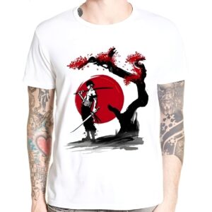 T-shirt Zoro lune de sang design atmosphérique coton polyester