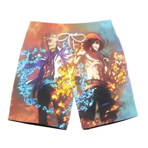 Short de bain avec illustration Ace et Marco One Piece
