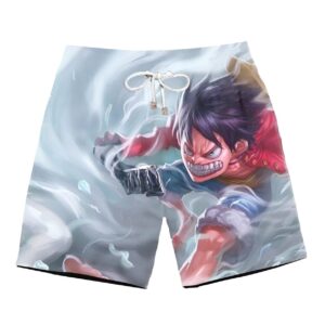 Short de bain avec design Luffy Gear 2 en rouge et noir