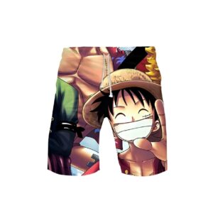 Short de bain homme avec motif Luffy des Mugiwara